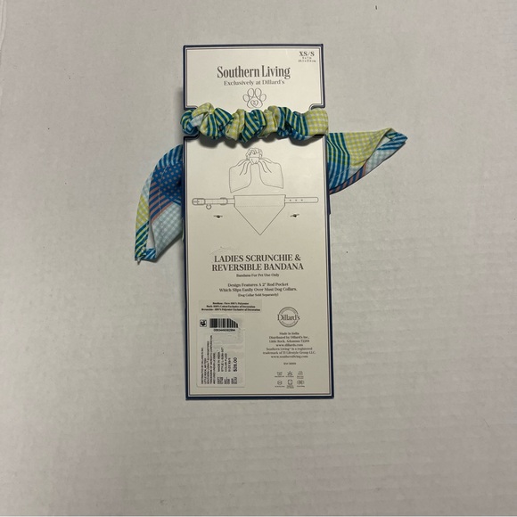 Southern Living Scrunchie & Pet Reversible Bandana Matching Set Sz XS/S NWT - Picture 4 of 7